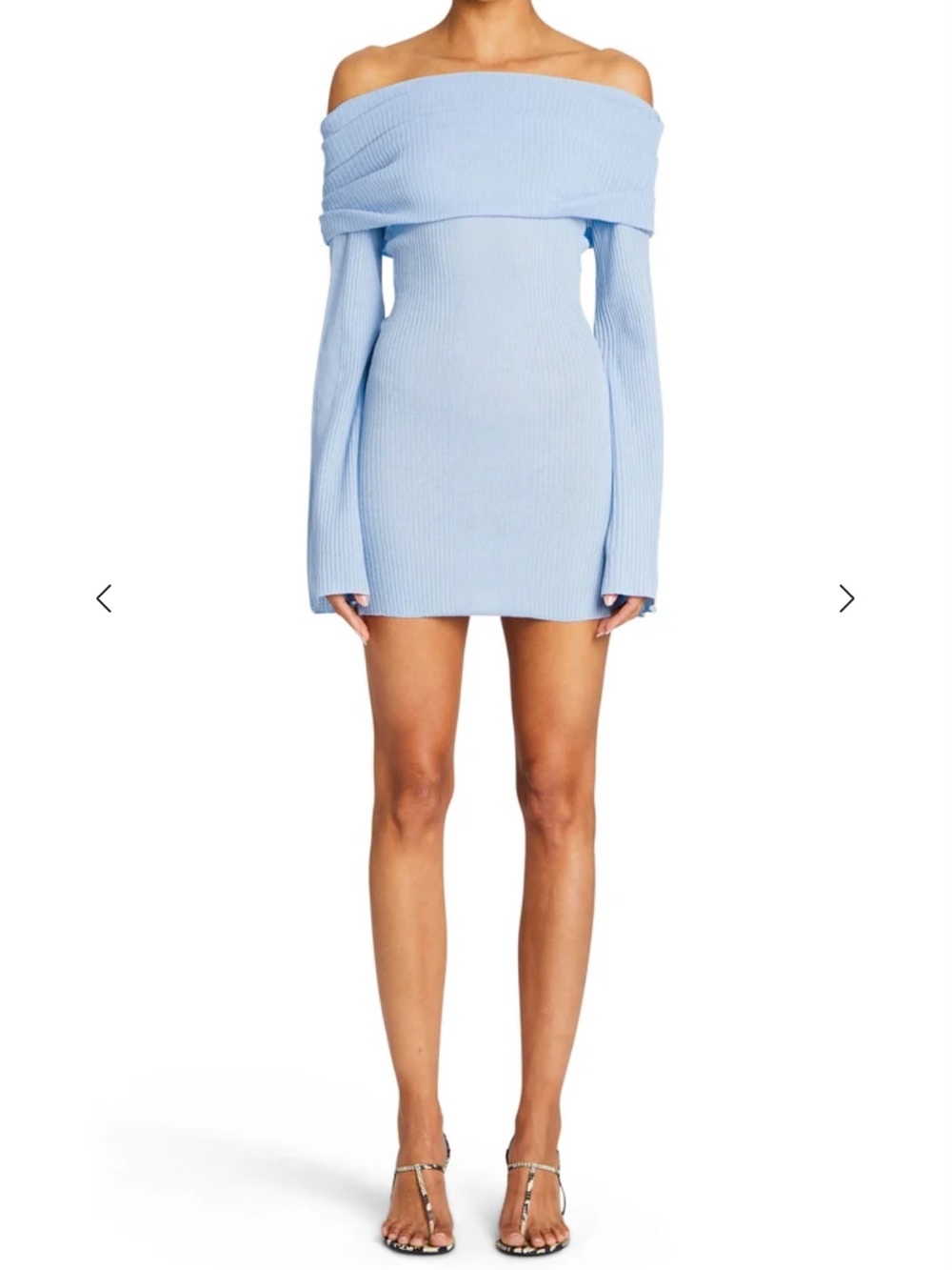 SEROYA Galli Rib Knit Mini Dress - Powder Blue